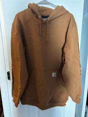 Carhartt Brown Workwear Hoodie with Logo Patch